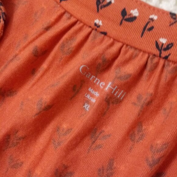 New Garnet Hill Midi Dress Orange Floral Knit Tassel Neck 3/4 Raglan XL Women - Picture 5 of 11